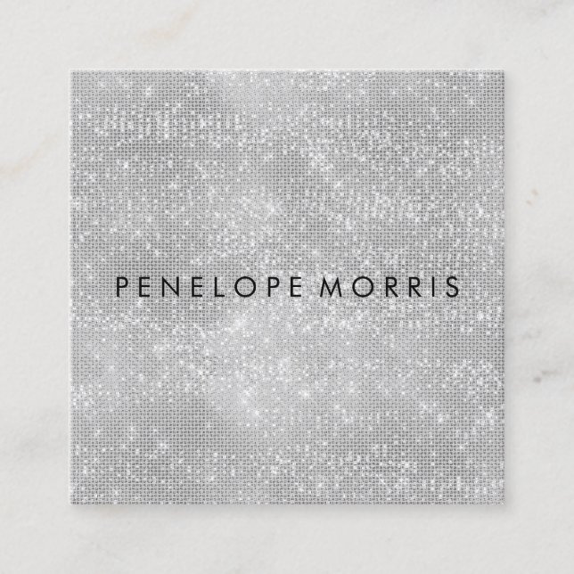 Diamond Sparkle Glitter Beauty Stylist Square Business Card (Front)