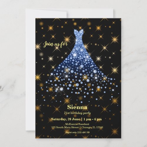 Diamond sparkling gown invitation