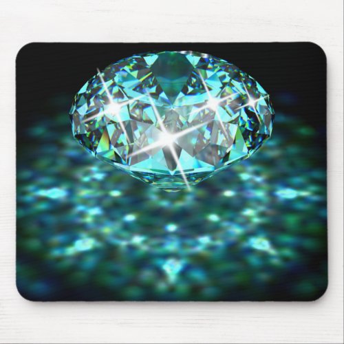 Diamond sparkly gemstone elegant teal black mouse pad