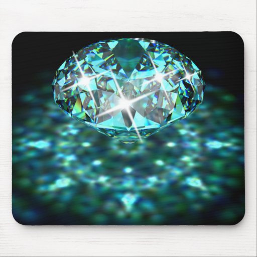 Diamond sparkly gemstone elegant teal black mouse pad