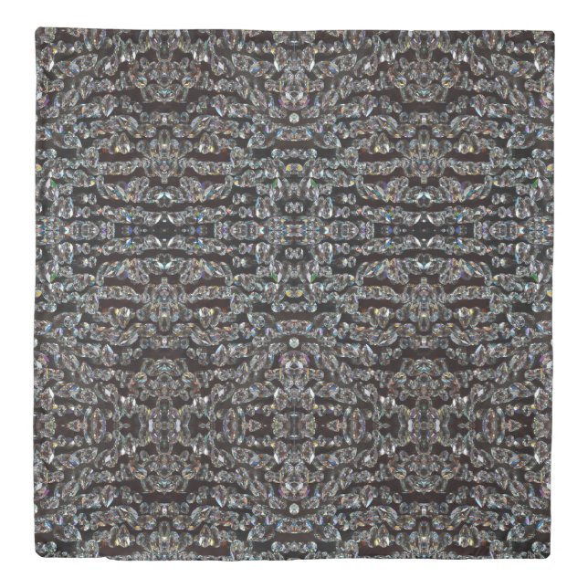 Diamond sparkly jewel pattern elegant silver black duvet cover (Front)