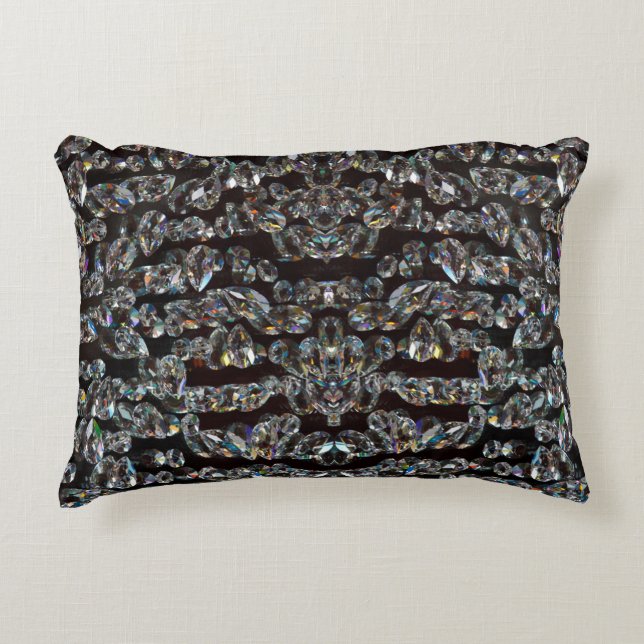 Diamond sparkly pattern elegant silver and black accent pillow (Front)