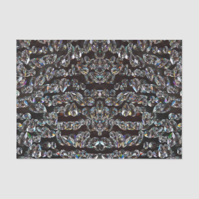 Diamond sparkly pattern elegant silver and black tissue paper (Front)