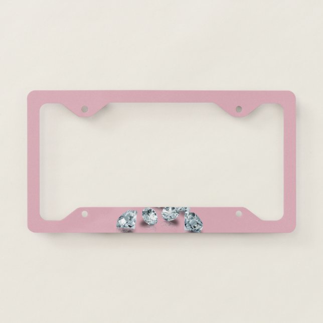 Diamond Spill License Plate Cover - Pink Diamond (Front)