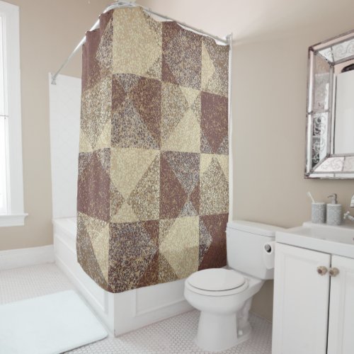 Diamond Square Tile Speckled Muted Earth Tones Shower Curtain