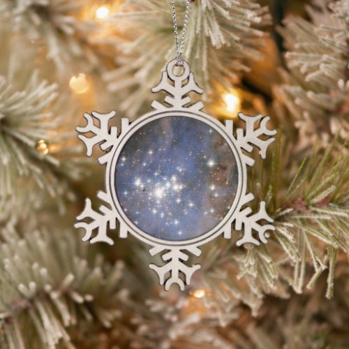 Diamond Stars in Carina Nebula Hubble Space Snowflake Pewter Christmas Ornament