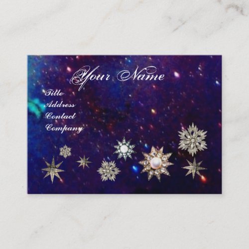 DIAMOND STARS MONOGRAMblue sparkles Business Card