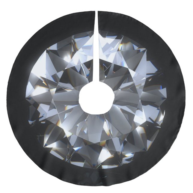 Diamond stone: black space sparkle. brushed polyester tree skirt (Front)