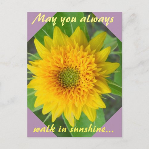 Diamond Sunflower with inspiring message postcard