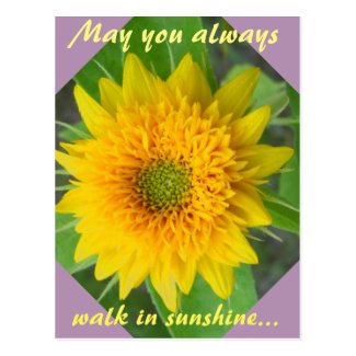 Diamond Sunflower with inspiring message postcard