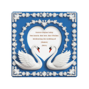 Diamond Swan Blue Wedding Love Arch Design Metal Print