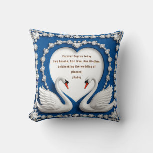 Diamond Swan Blue Wedding Love Arch Design Throw Pillow