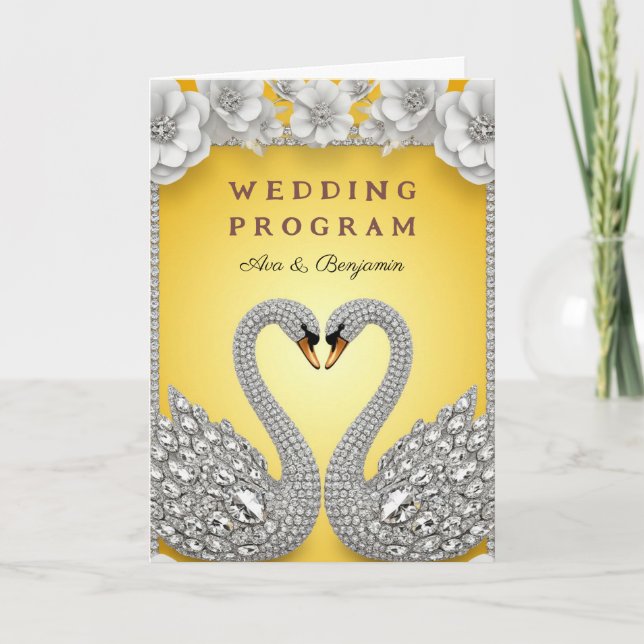 Diamond Swan Wedding Pair Luxury Romance Theme Program (Front)