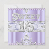 Diamond Sweet 16 Sixteen Party Purple Lilac Invitation (Front)