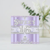 Diamond Sweet 16 Sixteen Party Purple Lilac Invitation (Standing Front)