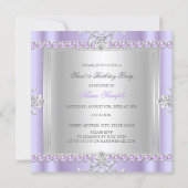Diamond Sweet 16 Sixteen Party Purple Lilac Invitation (Back)