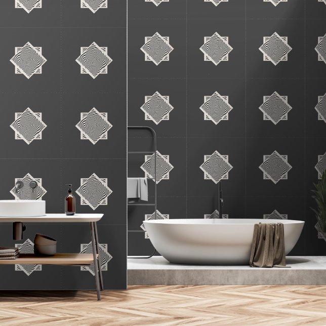 Diamond Swirl Gray  Wallpaper (Bathroom)