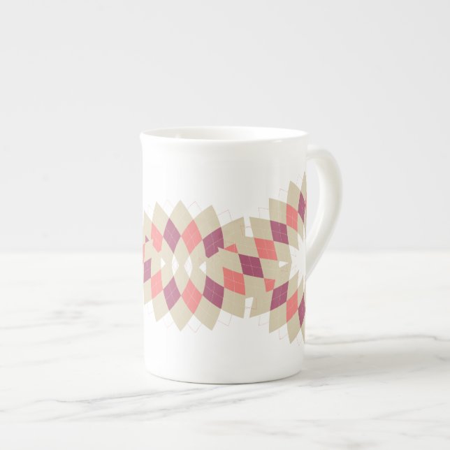 Diamond Swirl Pattern Bone China Mug (Front Right)