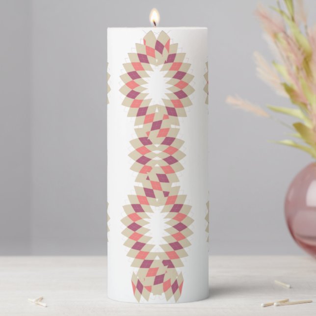 Diamond Swirl Pattern Pillar Candle (In Situ)