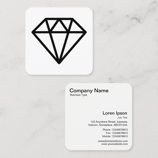 Diamond Symbol - Black on White Square Business Card (Front/Back)