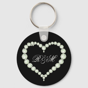 Diamond Themed Monogram "His and Her" initials Keychain