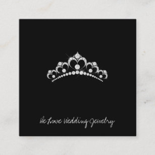 Diamond tiara on black wedding jeweler square business card