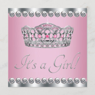 Diamond Tiara Pink Princess Baby Shower Invitation