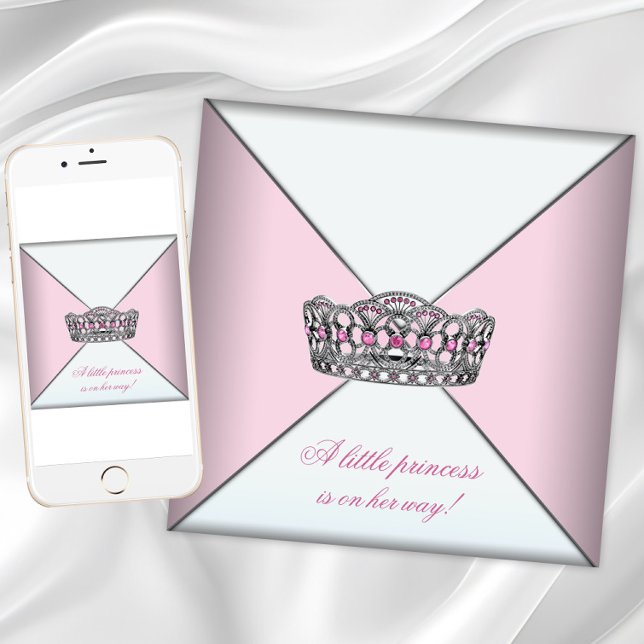 Diamond Tiara Pink Princess Baby Shower Invitation (Pink  princess baby shower invitation or any event. Add your own text to the front and back.)