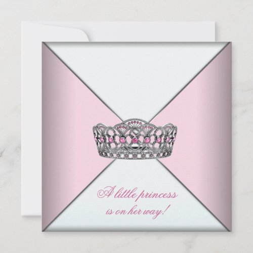 Diamond Tiara Pink Princess Baby Shower Custom Invites