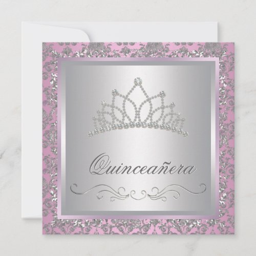 Diamond Tiara Pink Princess Party Invites