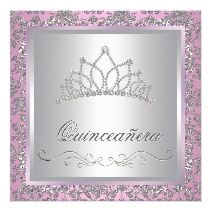 Diamond Tiara Pink Princess Party Invites