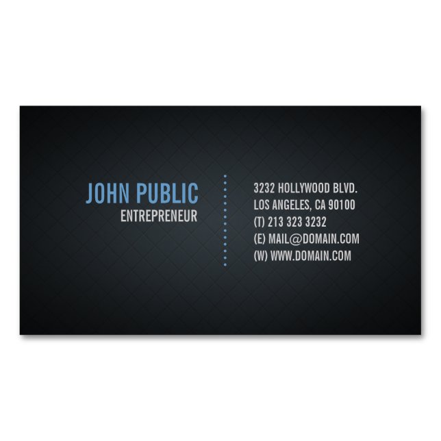 Diamond Tile Pattern Modern Black Design Magnetic Business Card (Front)