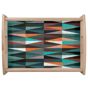 Diamond Tiles: Colorful Floor Mosaic Serving Tray