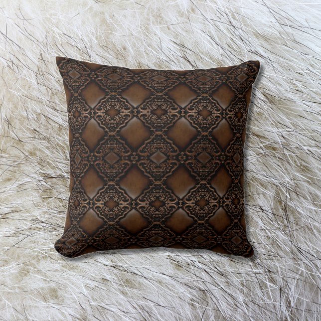 Diamond Tooled Leather Look Pattern Throw Pillow (Creator Uploaded)