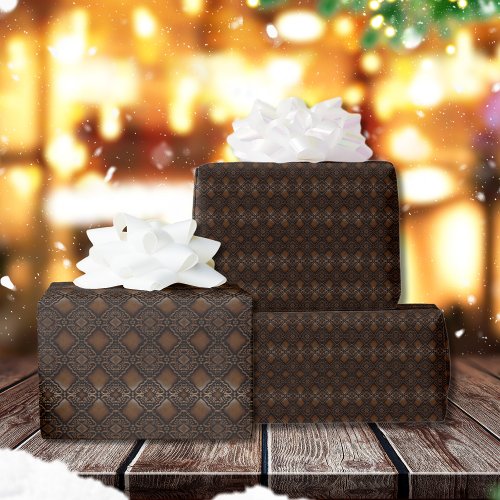 Diamond Tooled Leather Look Pattern Wrapping Paper