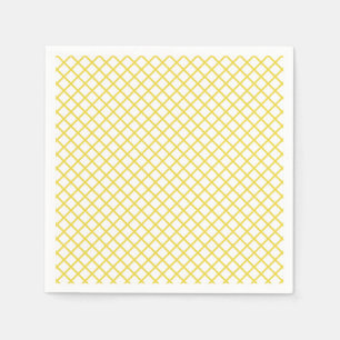 Diamond Trellis Golden Yellow - White Napkins