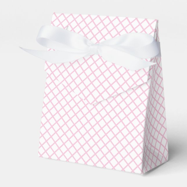 Diamond Trellis Light Pink - White Favor Boxes (Front Side)
