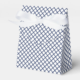 Diamond Trellis Navy Blue - White Favor Boxes