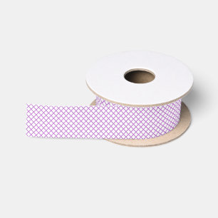 Diamond Trellis Orchid Purple - White Satin Ribbon