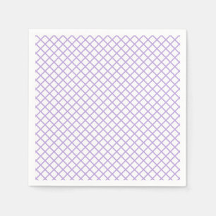 Diamond Trellis Soft Lavender - White Napkins