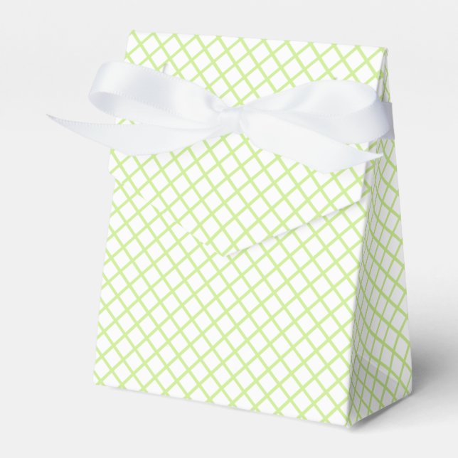 Diamond Trellis Spring Green - White Favor Boxes (Front Side)