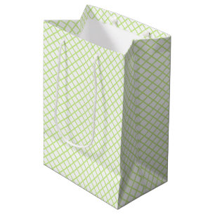 Diamond Trellis Spring Green - White Medium Gift Bag
