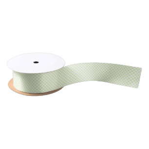 Diamond Trellis Spring Green - White Satin Ribbon