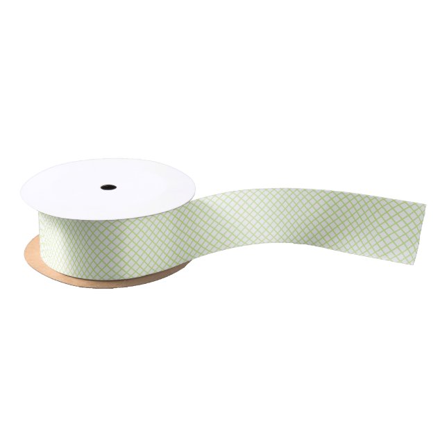 Diamond Trellis Spring Green - White Satin Ribbon (Spool)