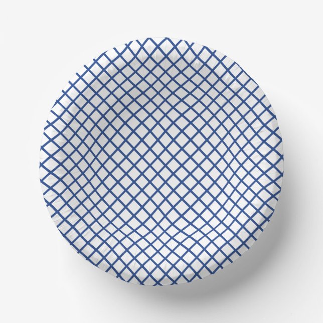 Diamond Trellis True Blue - White Paper Bowls (Front)
