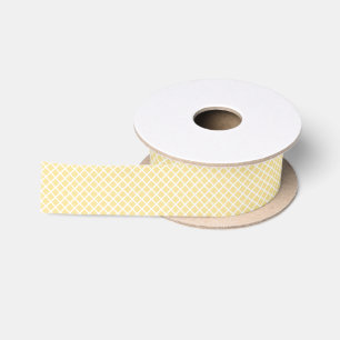 Diamond Trellis White - Canary Yellow Satin Ribbon