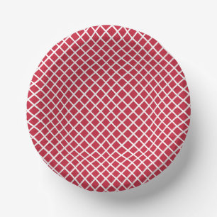 Diamond Trellis White - Cherry Red Paper Bowls