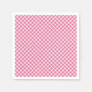 Diamond Trellis White - Fuchsia Pink Napkins