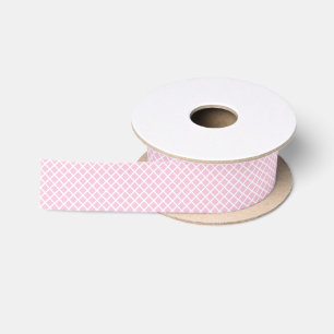 Diamond Trellis White - Light Pink Satin Ribbon
