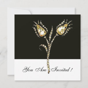 DIAMOND TULIPS , Black and White Invitation